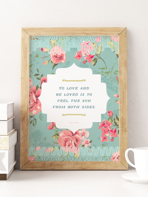 Such a beautiful piece of wall art. Love the quote paired with the charming floral design. via Earmark Social Goods.