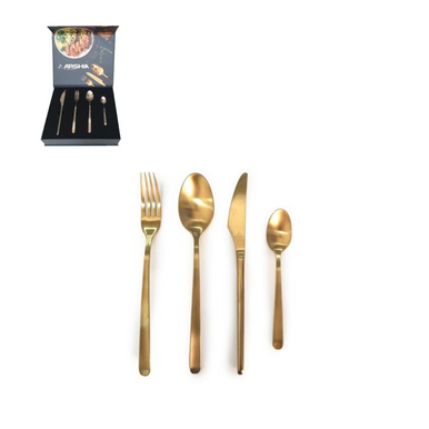 Arshia Stainless Steel Cutlery Set 24pc Gold Brushed