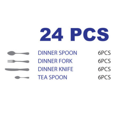 Arshia Stainless Steel Cutlery Stand Set 24pc Silver Mirror