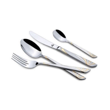 Arshia Stainless Steel Cutlery Set with Stand38pc Silver and Gold