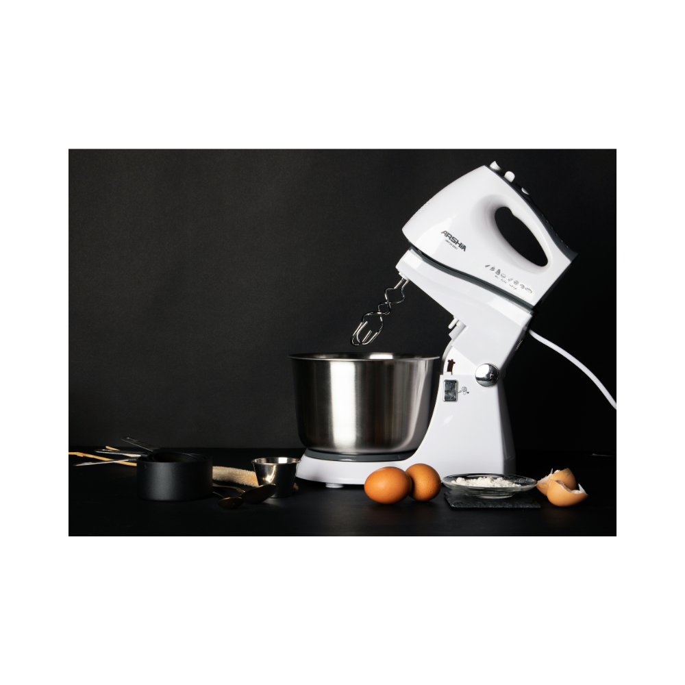 Arshia Hand and stand mixer with Bowl White
