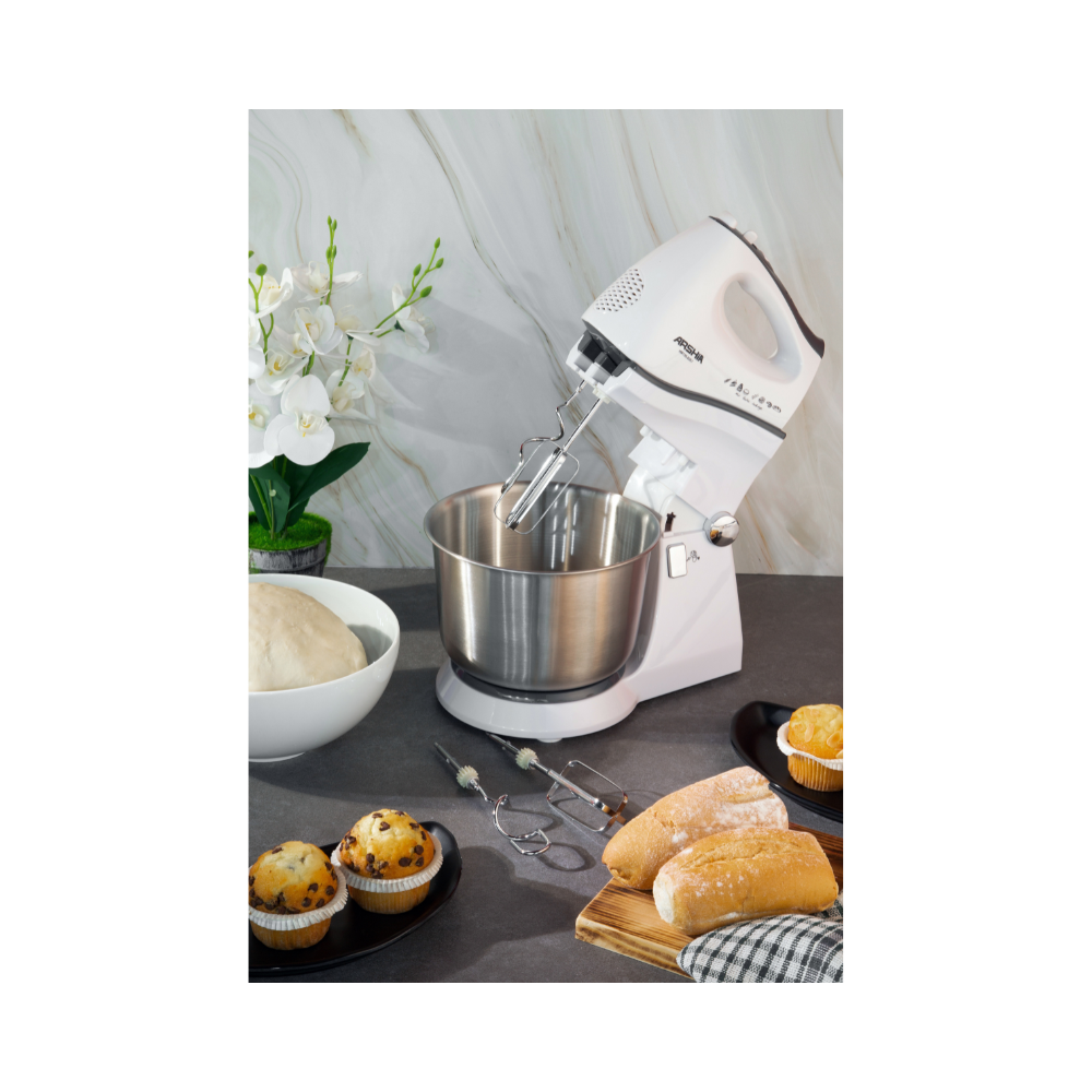 Arshia Hand and stand mixer with Bowl White