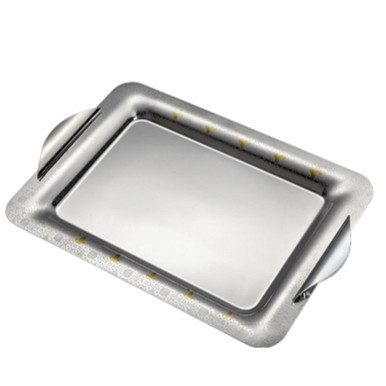 Arshia Stainless Steel Serving Tray Gold Border
