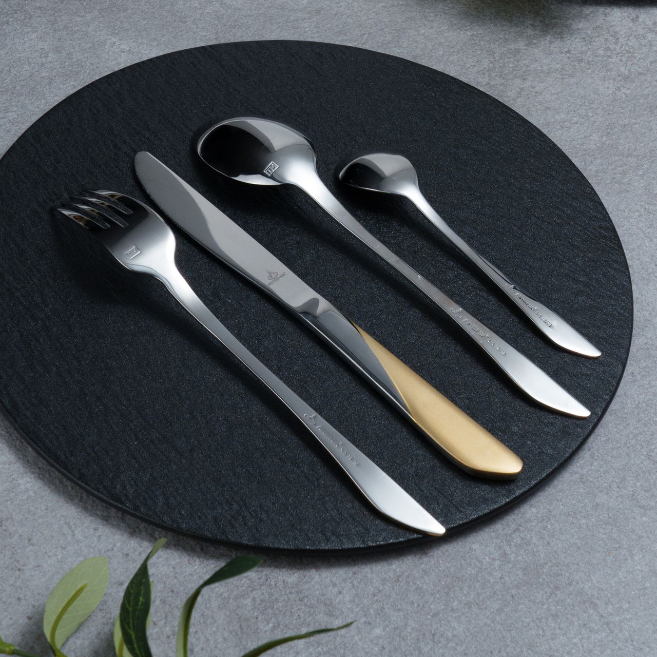 Arshia Stainless Steel Cutlery Set 86pc Gold & Silver