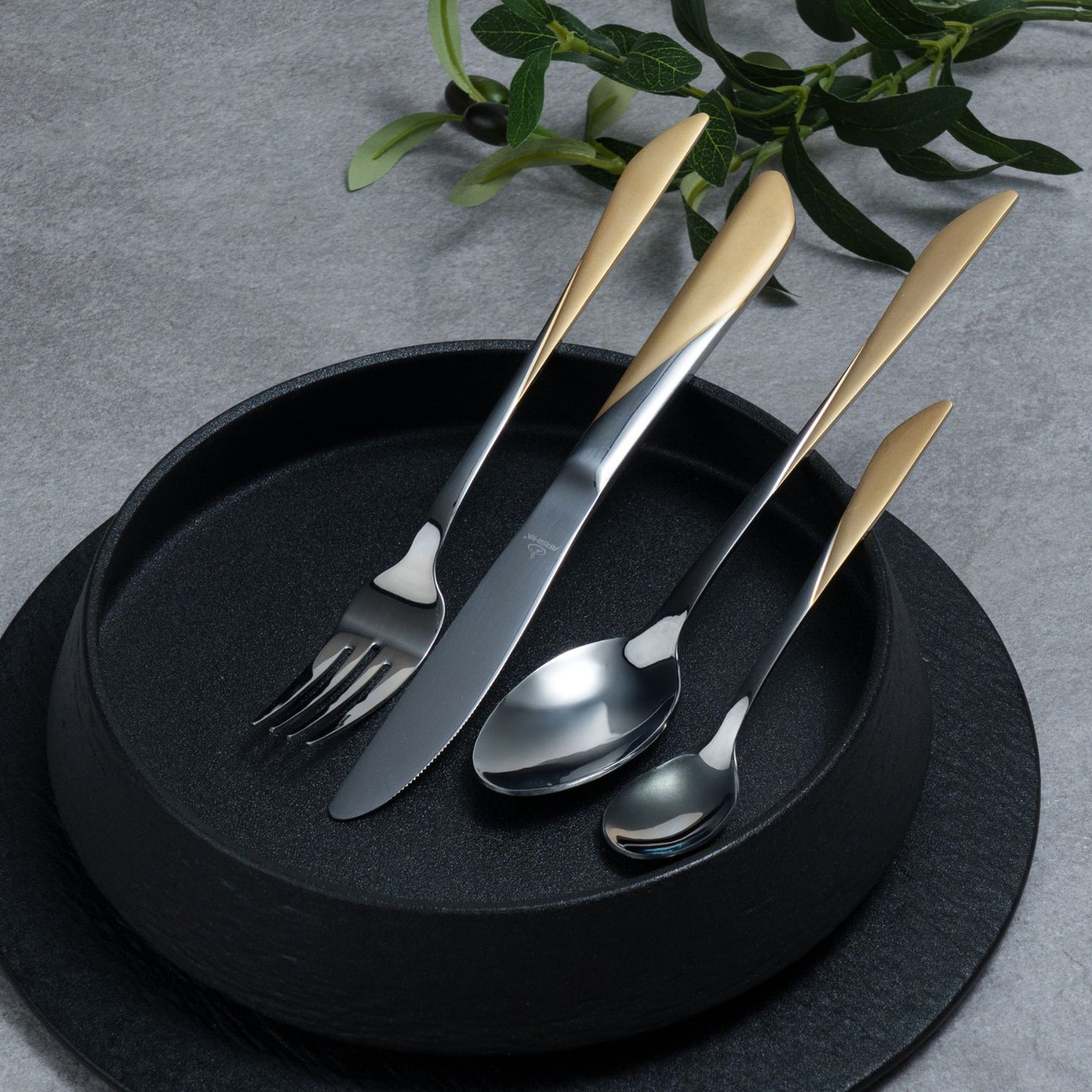 Arshia Stainless Steel Cutlery Set 86pc Gold & Silver