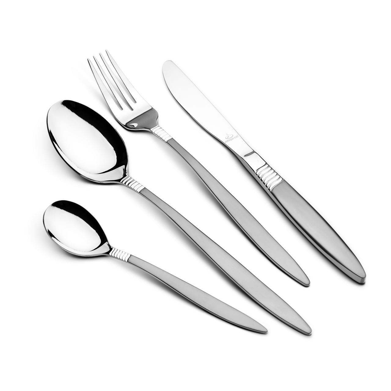 Arshia Stainless Steel Cutlery Set With Stand 24pcs Silver