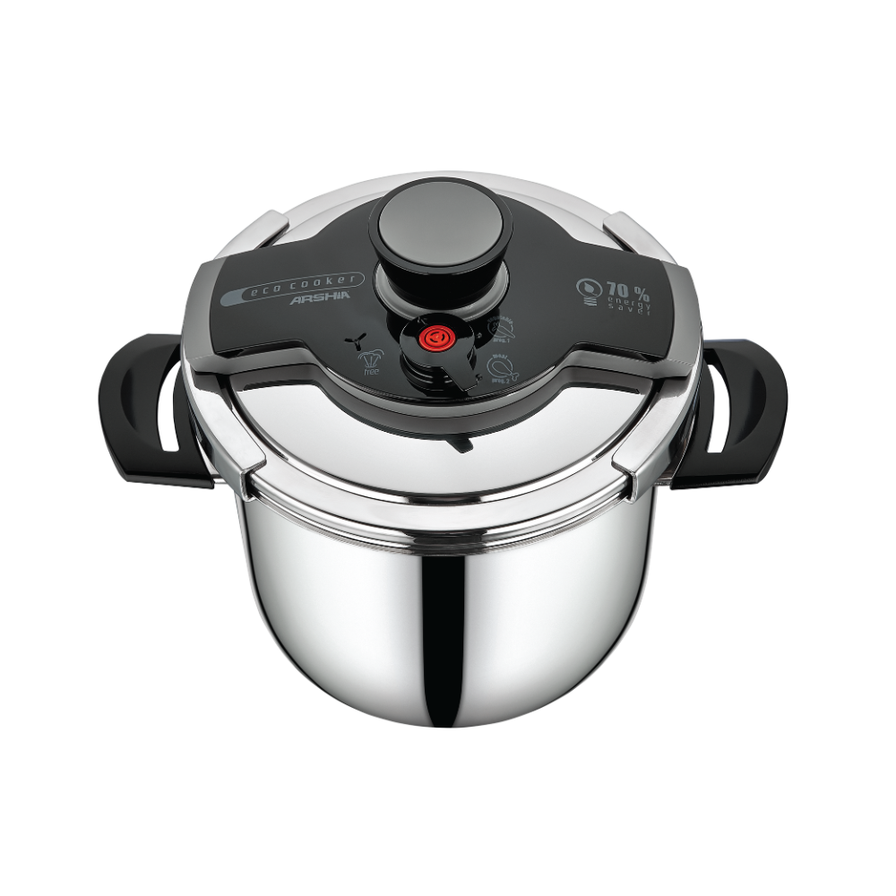 Arshia Stainless Steel Pressure Cooker 7L Black
