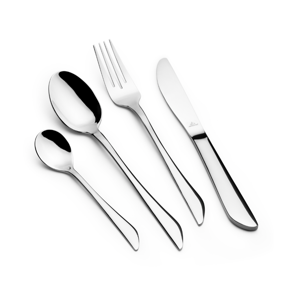 Arshia Stainless Steel Cutlery Set with Stand 24pc  Silver