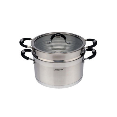 Arshia Stainless Steel Pot With Steamer 24cm