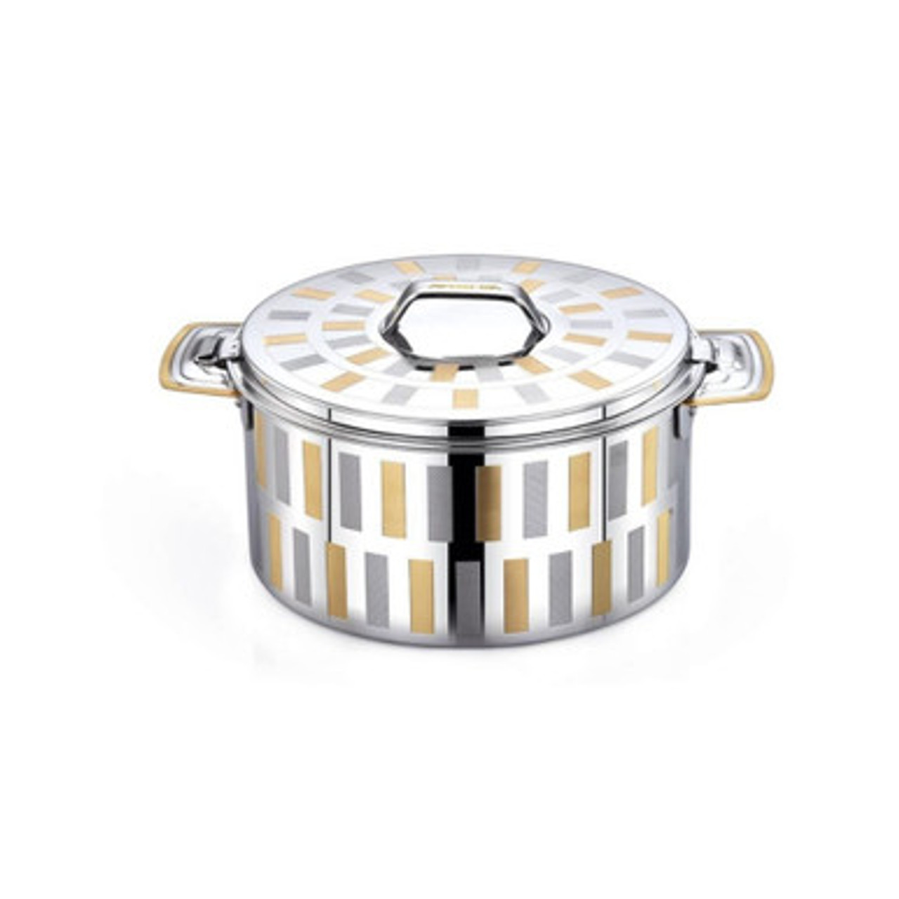 Arshia Stainless Steel Hot Pot Food Warmer Line Design Gold-Plated