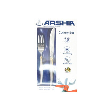 Arshia Dessert Knife and Dinner Fork Set 12pcs Silver