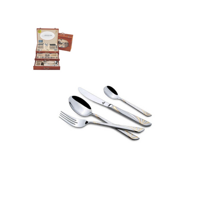 Arshia Cutlery Set 128Pcs Silver & Gold