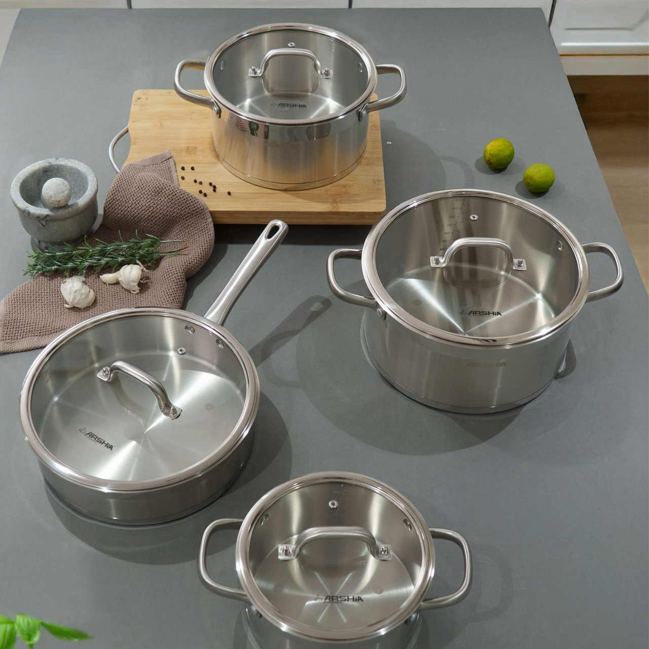 Arshia Stainless Steel Cookware Set 8pc