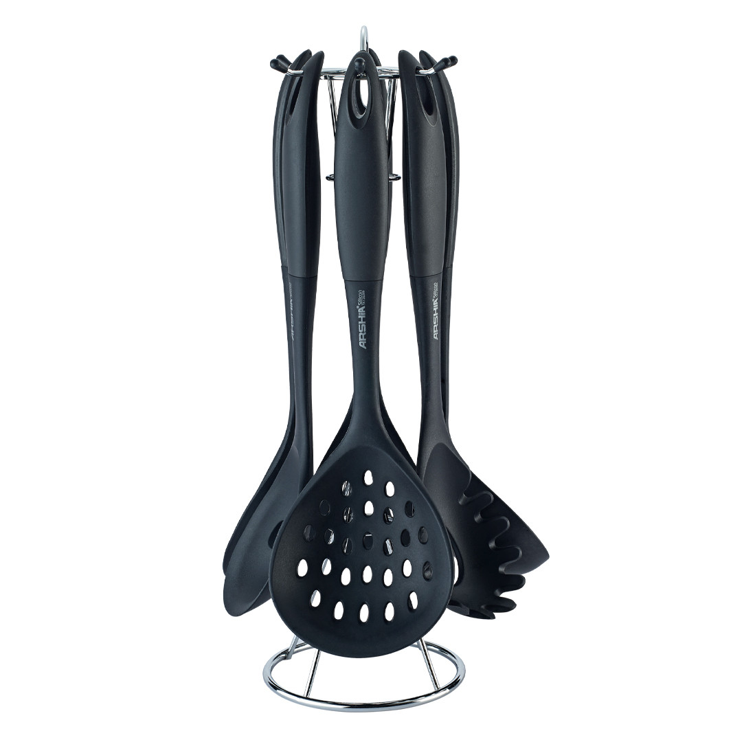 Arshia 7pcs Black Silicone Utensil Set