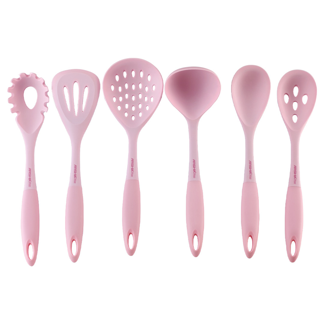 Arshia 7pcs Pink Silicone Utensil Set