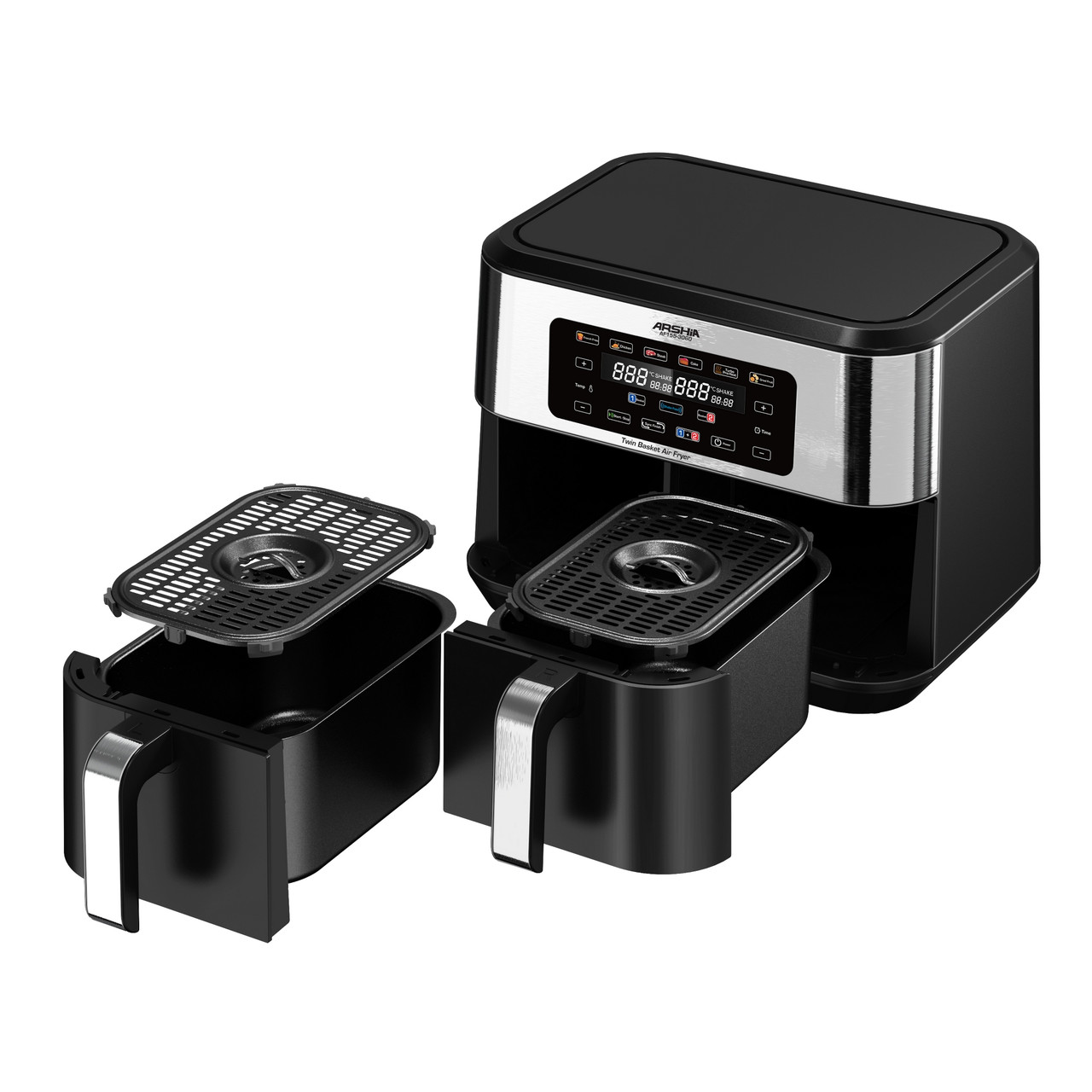 Arshia Multifunctional Twin Air Fryer with Digital Display 8L