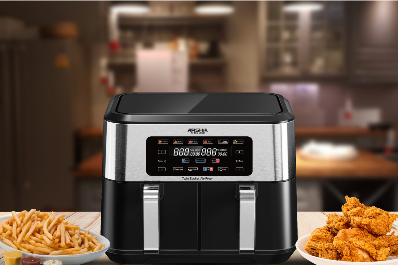 Arshia Multifunctional Twin Air Fryer with Digital Display 8L