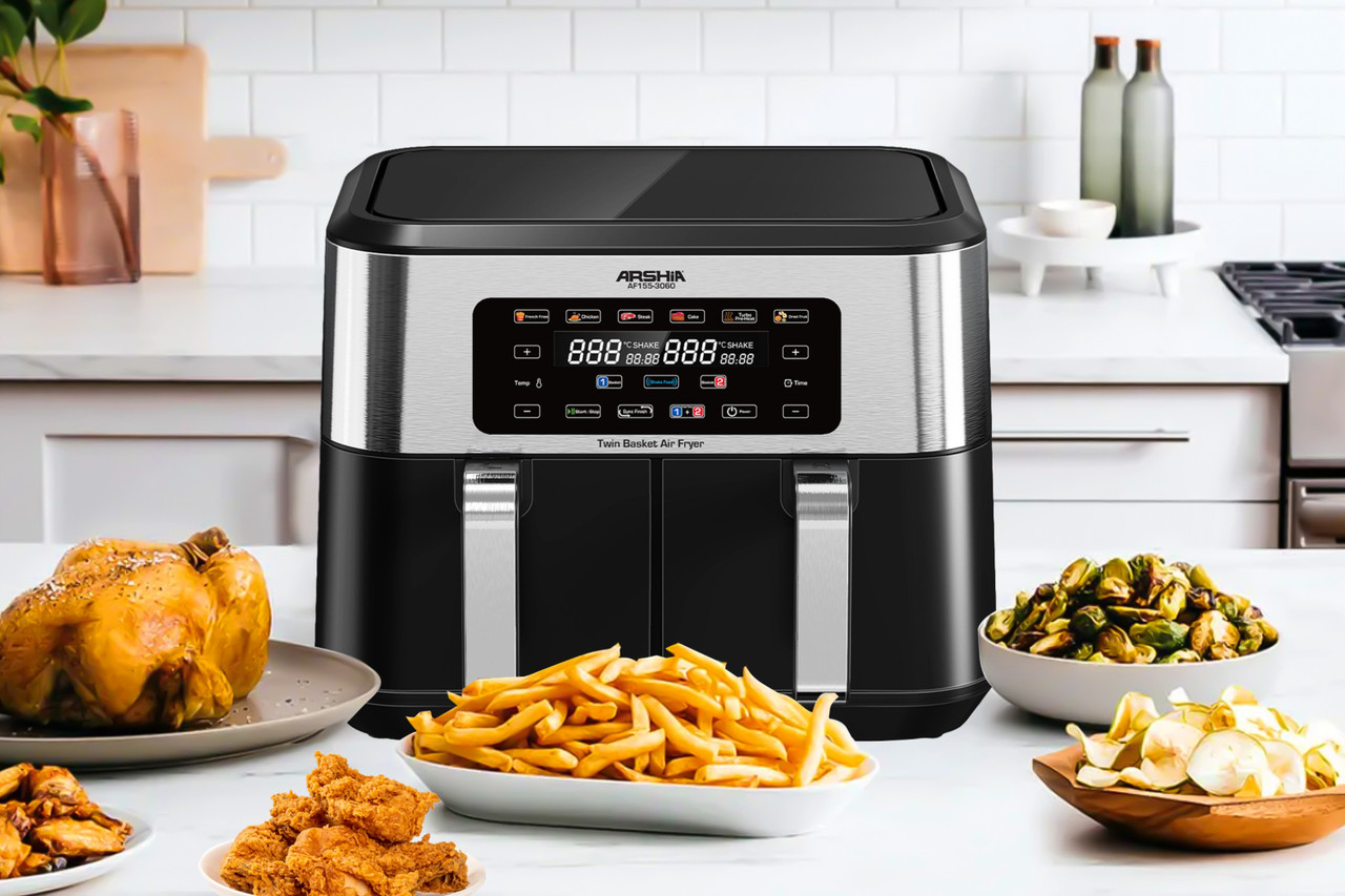Arshia Multifunctional Twin Air Fryer with Digital Display 8L