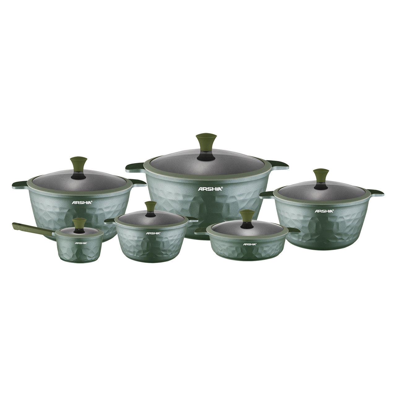 Arshia 12-piece Green Diamond Cookware Set