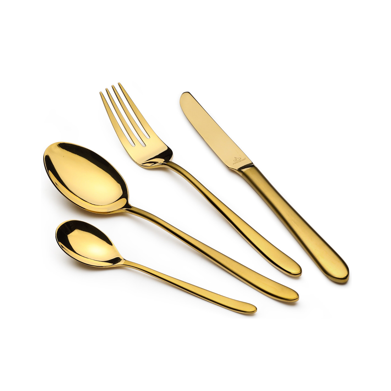 Arshia Stainless Steel Cutlery Sets with Wooden Case 128PCS Gold TM1401GS