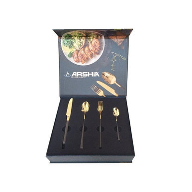 Arshia Stainless Steel Cutlery Sets 24pcs  Gold and Black