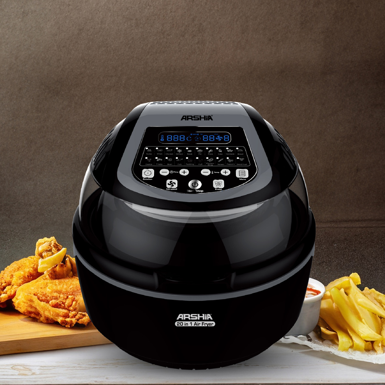 Arshia Multipurpose 20 in 1 Air Fryer 10L Black