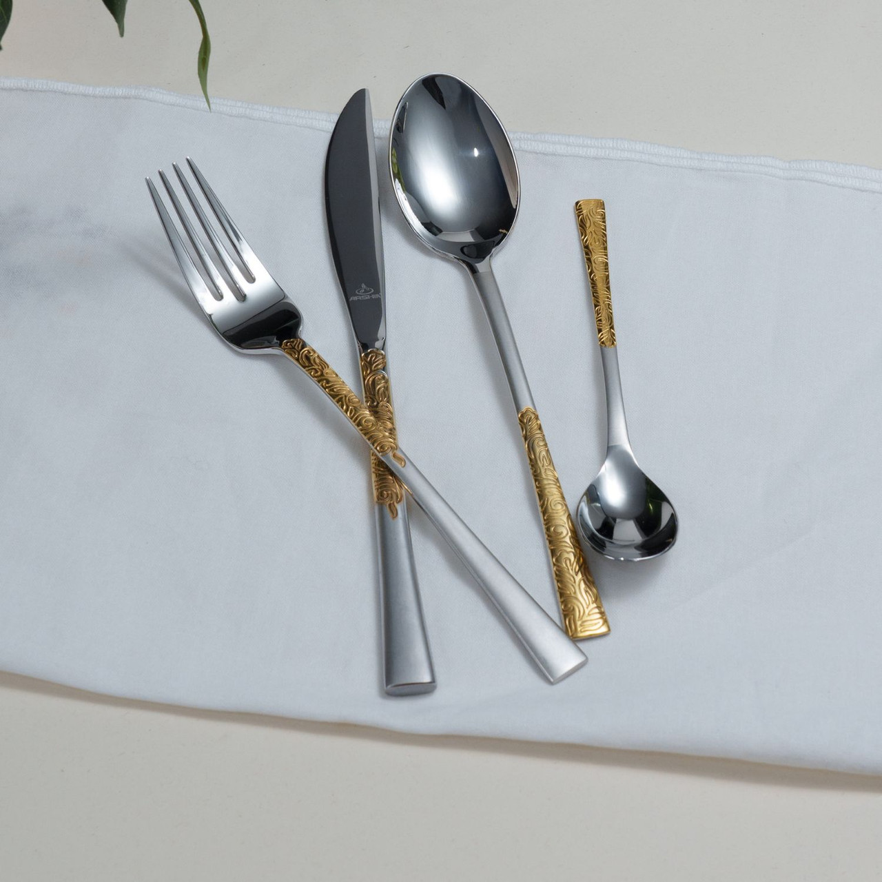 Arshia Stainless Steel Cutlery Sets 38pcs Gold and Silver