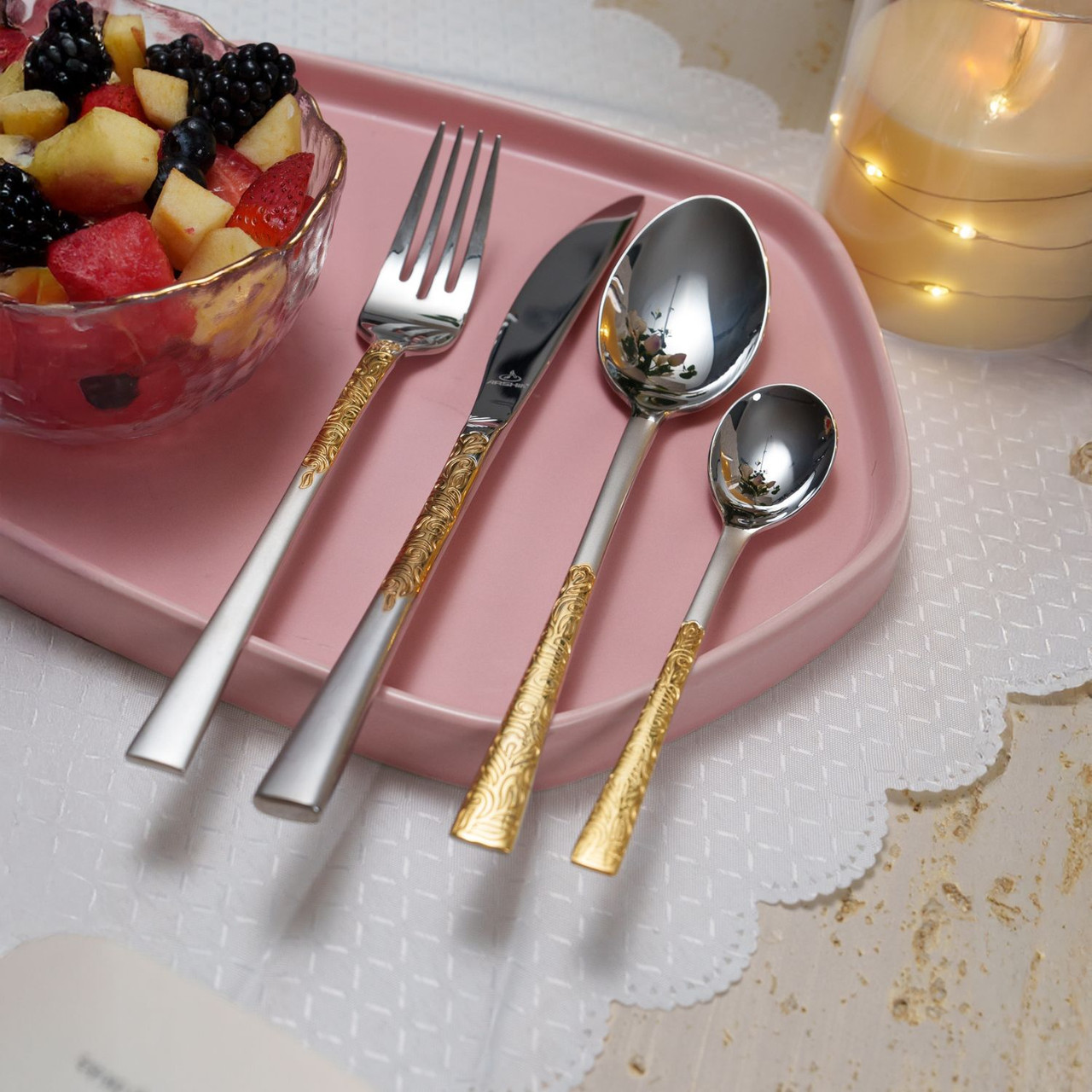 Arshia Stainless Steel Cutlery Sets 38pcs Gold and Silver
