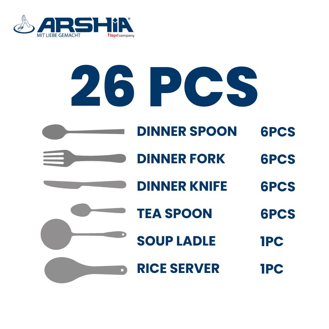 Arshia Stainless Steel  Cutlery Sets 26pcs Matte