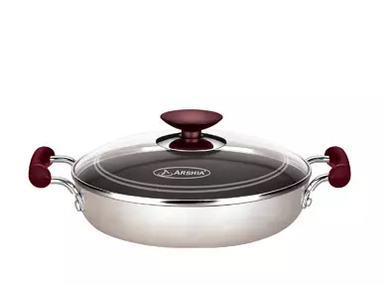 Arshia 30cm Anodized Shallow Pan with Glass Lid