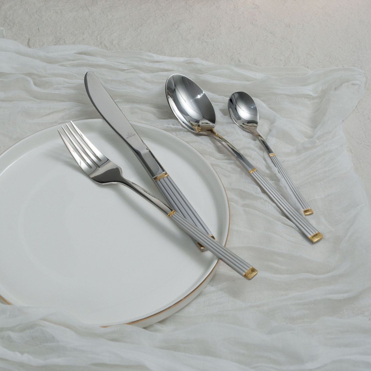 Arshia Stainless Steel Cutlery Set 24pcs Gold & silver  TM287GGS