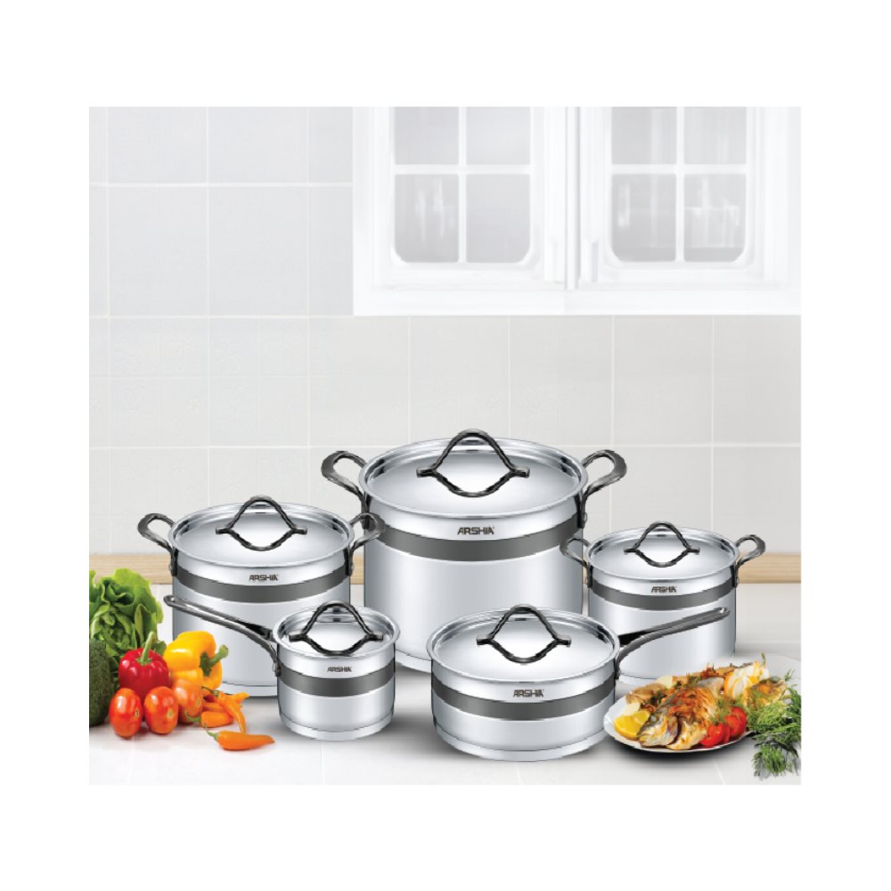 Arshia Titanium Stainless Steel Cookware  Set 10pcs