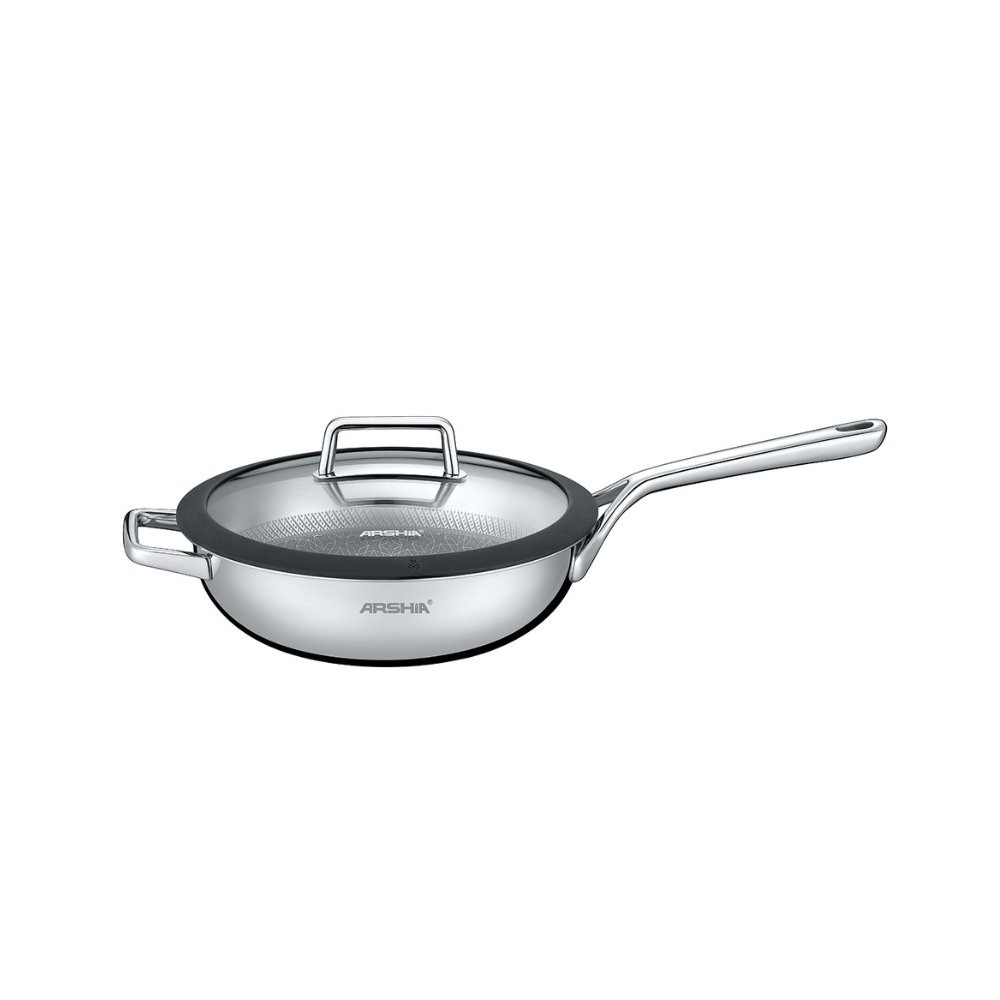 Arshia Stainless Steel  Wokpan with Lid 30cm