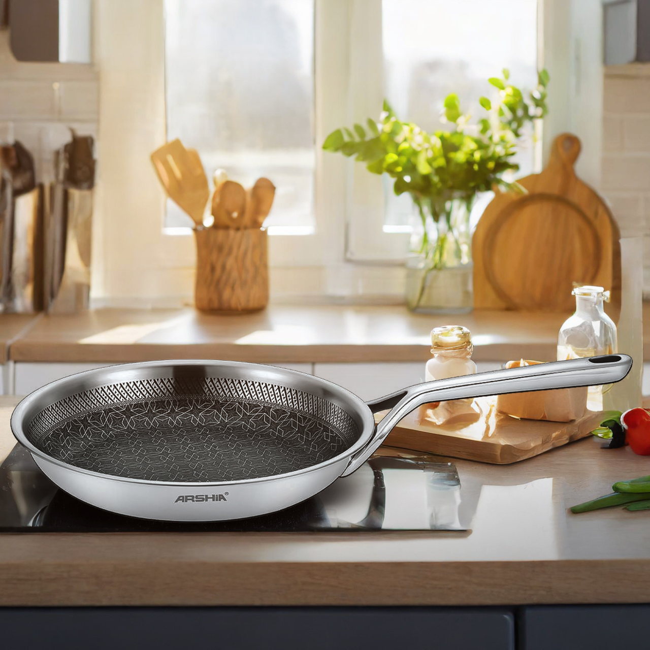 Arshia Stainless Steel Non-Stick Frypan 24cm
