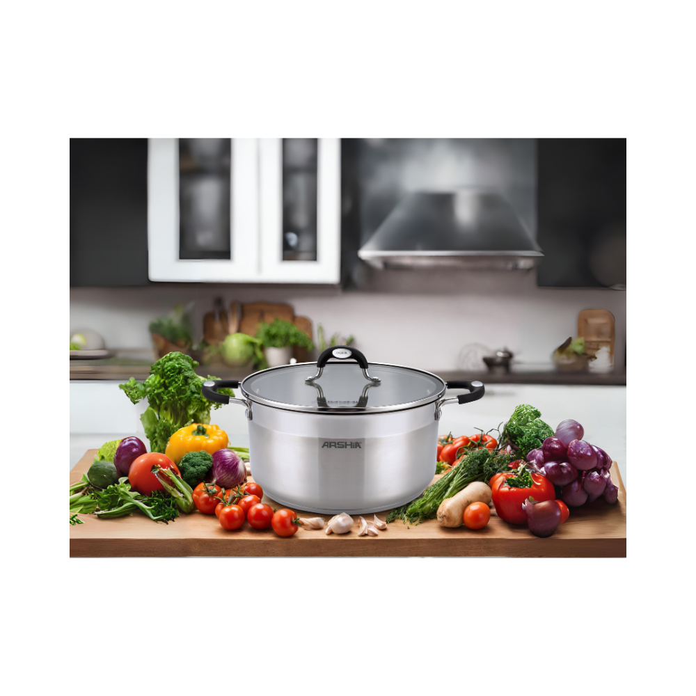 Arshia Stainless Steel Casserole with 2 lids 26cm