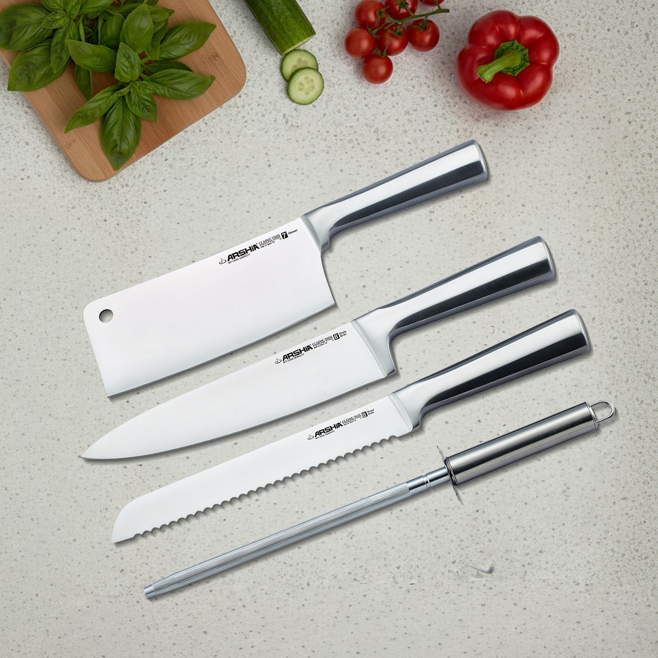 Arshia 10pcs Classic German Steel Knife Set