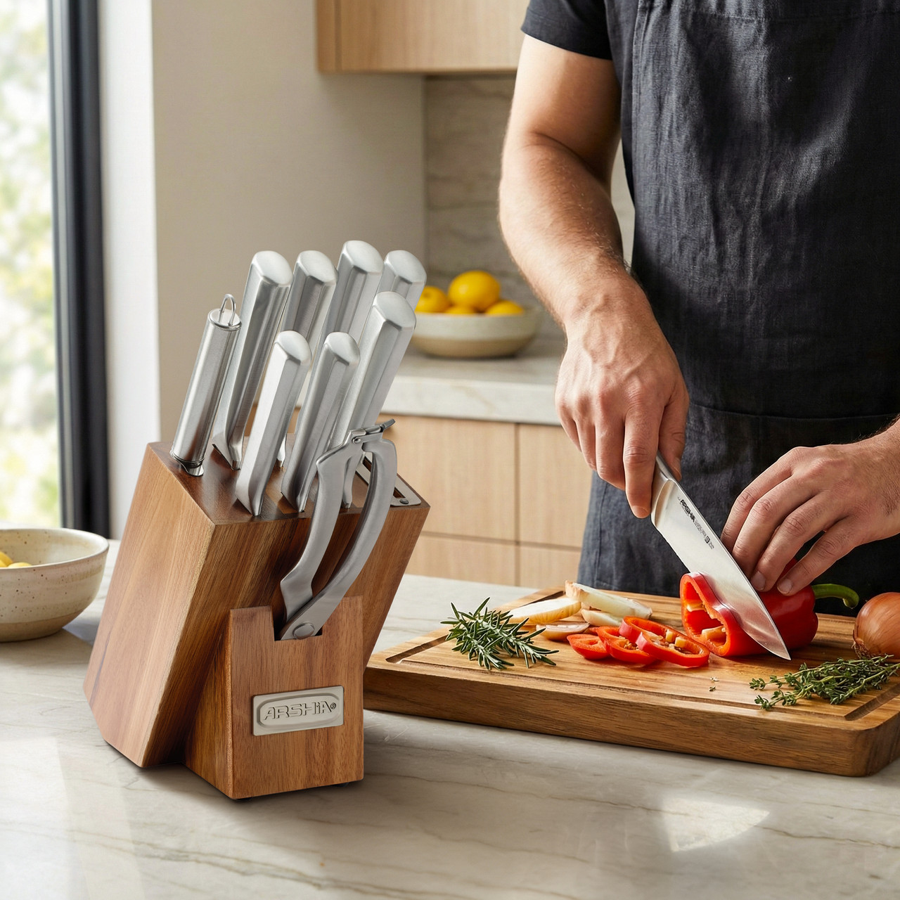 Arshia 10pcs Classic German Steel Knife Set