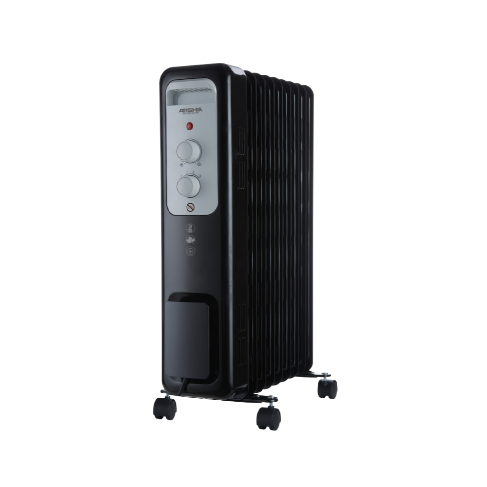 Arshia Oil Filled Heater 9 Fin Black