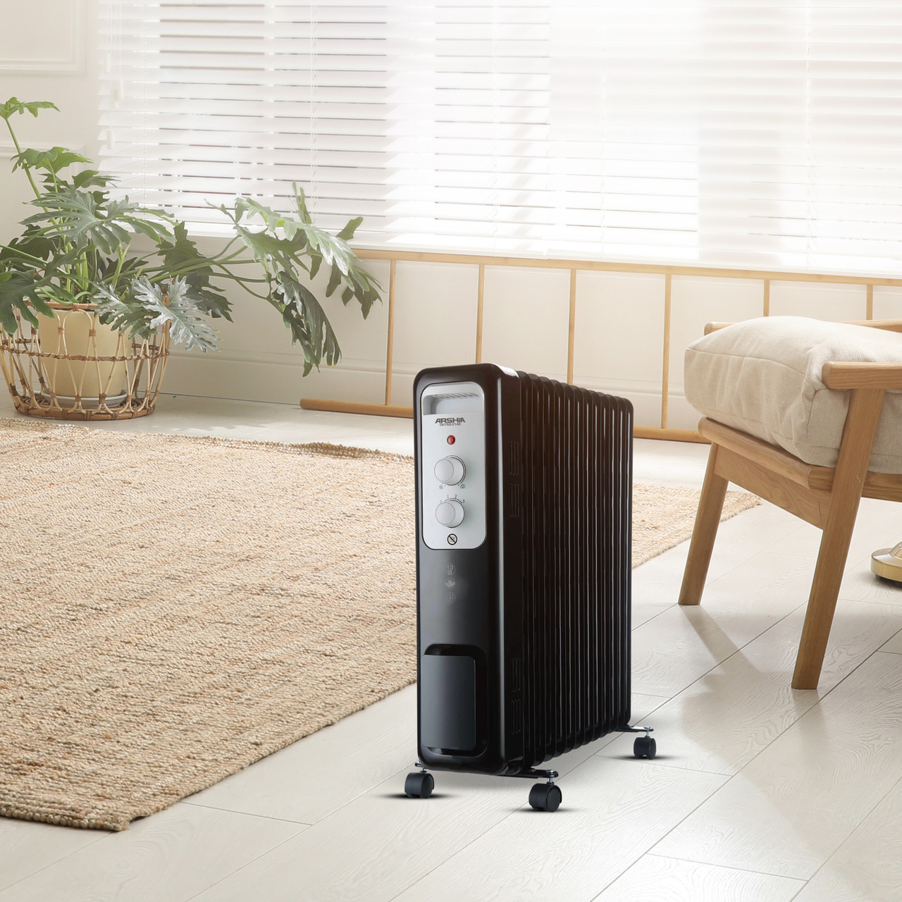 Arshia Oil Filled Heater 13 Fin Black