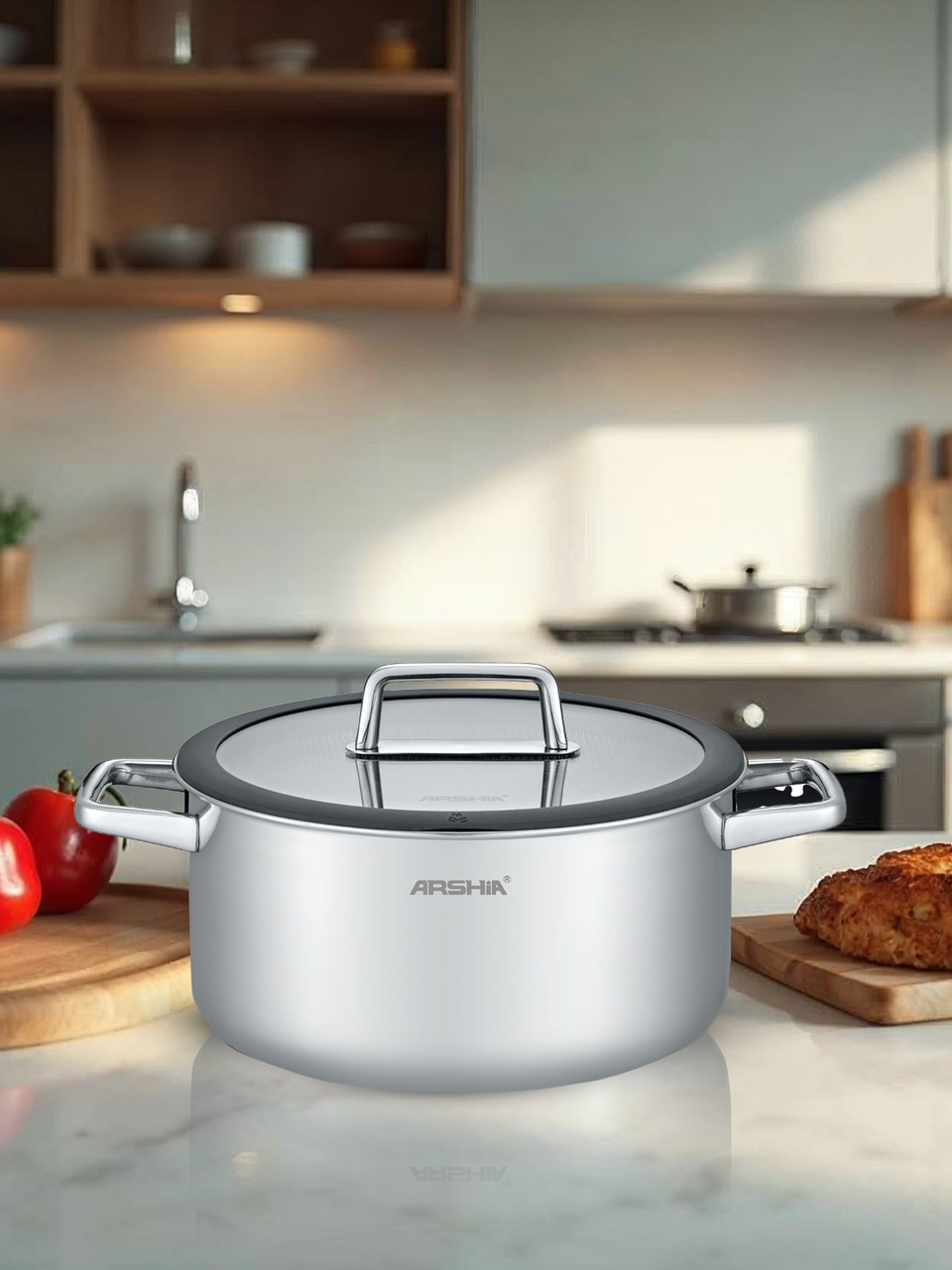 Arshia 18cm Tri-Ply Stainless Steel Casserole