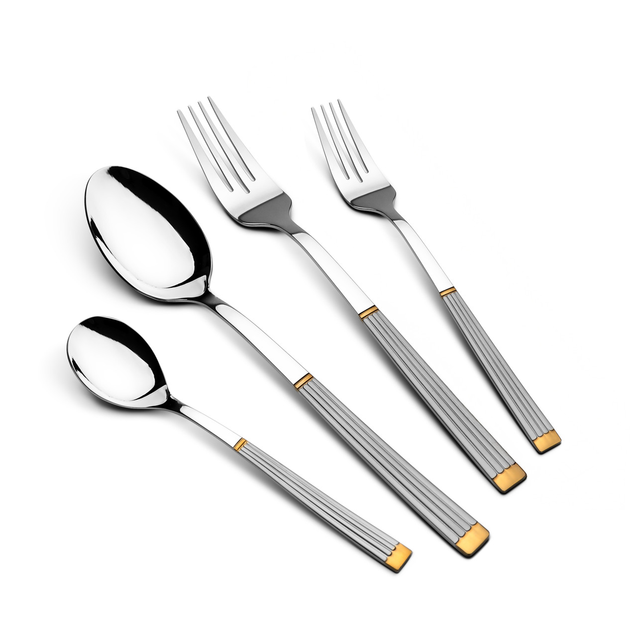 Arshia 48-piece Gold Silver Cutlery Set  with Stand
