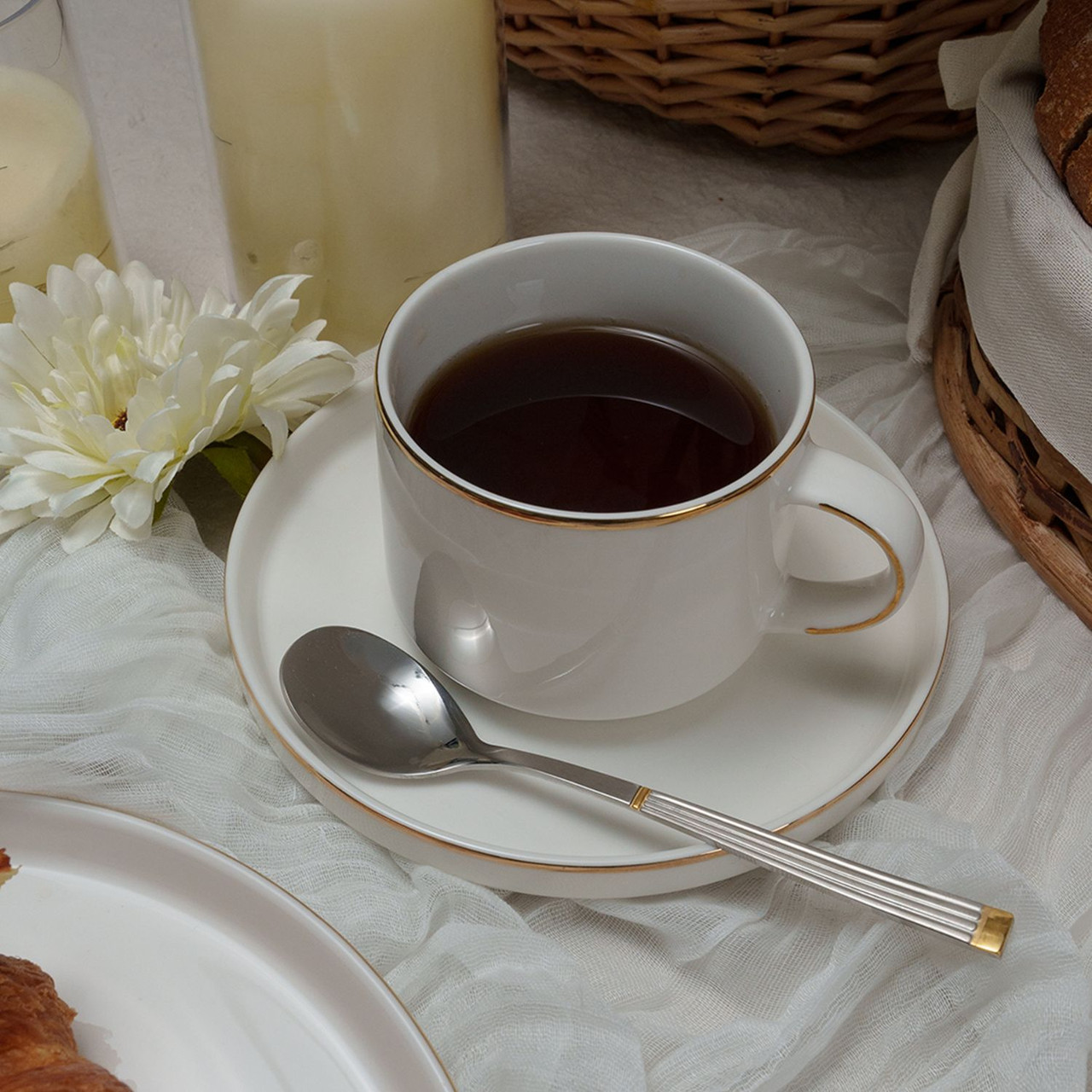 Arshia 48-piece Gold Silver Cutlery Set  with Stand