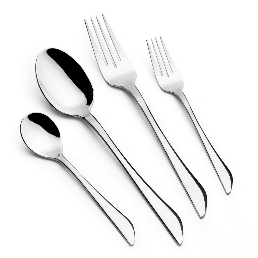 Arshia 48-piece Shiny Silver Cutlery  Set with Stand