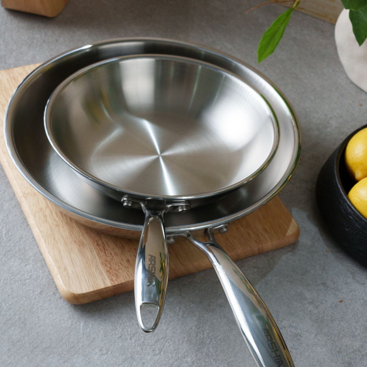 Arshia 20cm Tri-Ply Stainless Steel Fry Pan