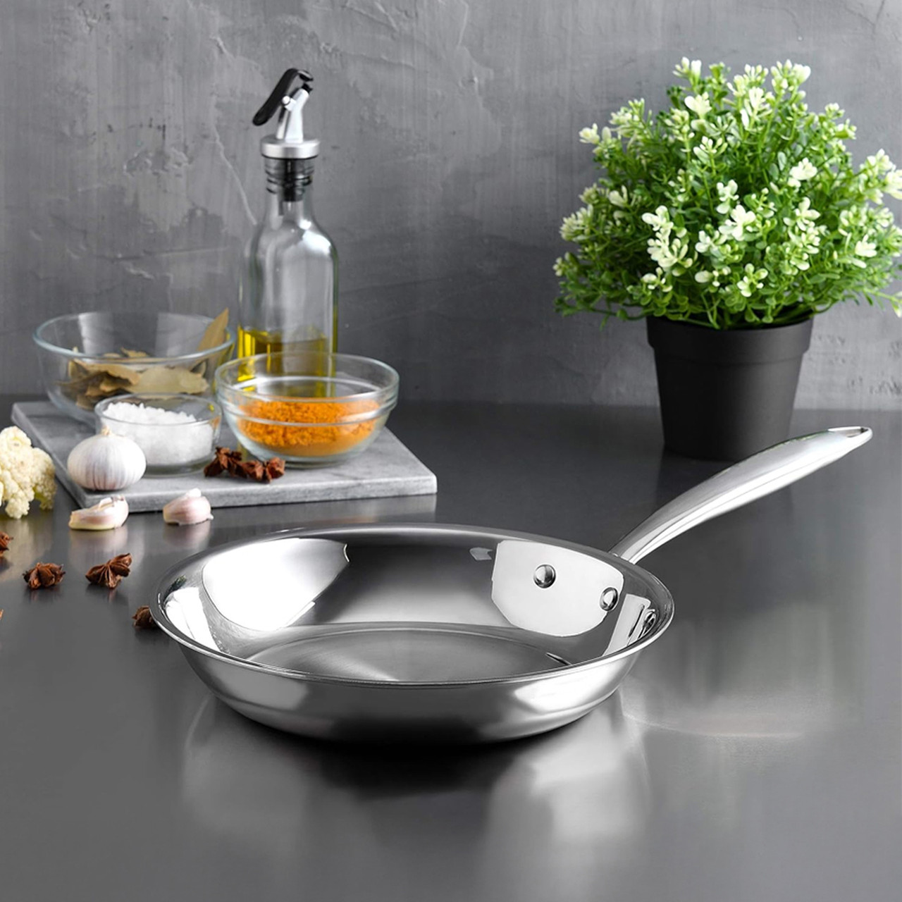 Arshia 20cm Tri-Ply Stainless Steel Fry Pan