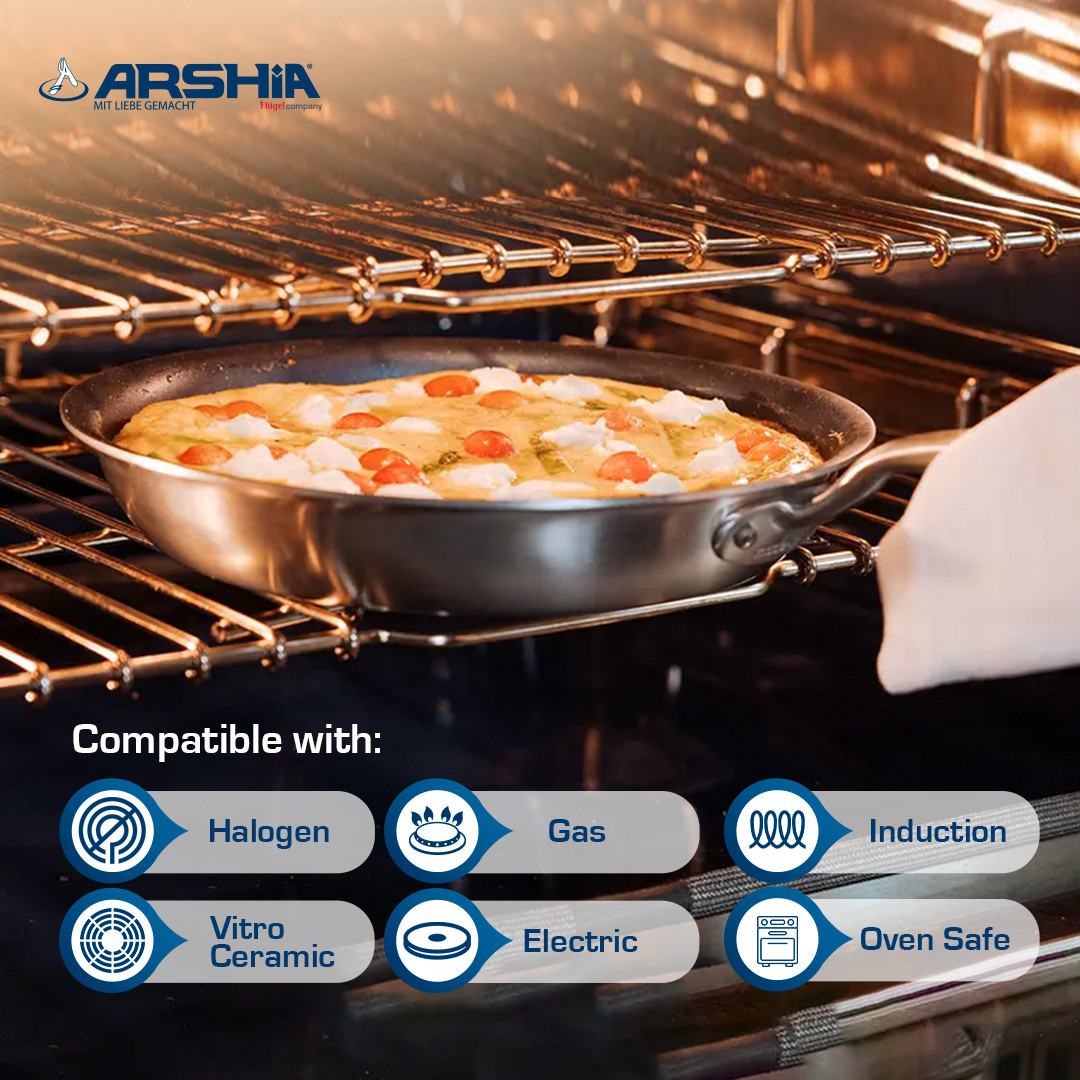 Arshia 28cm Tri-Ply Stainless Steel Fry Pan
