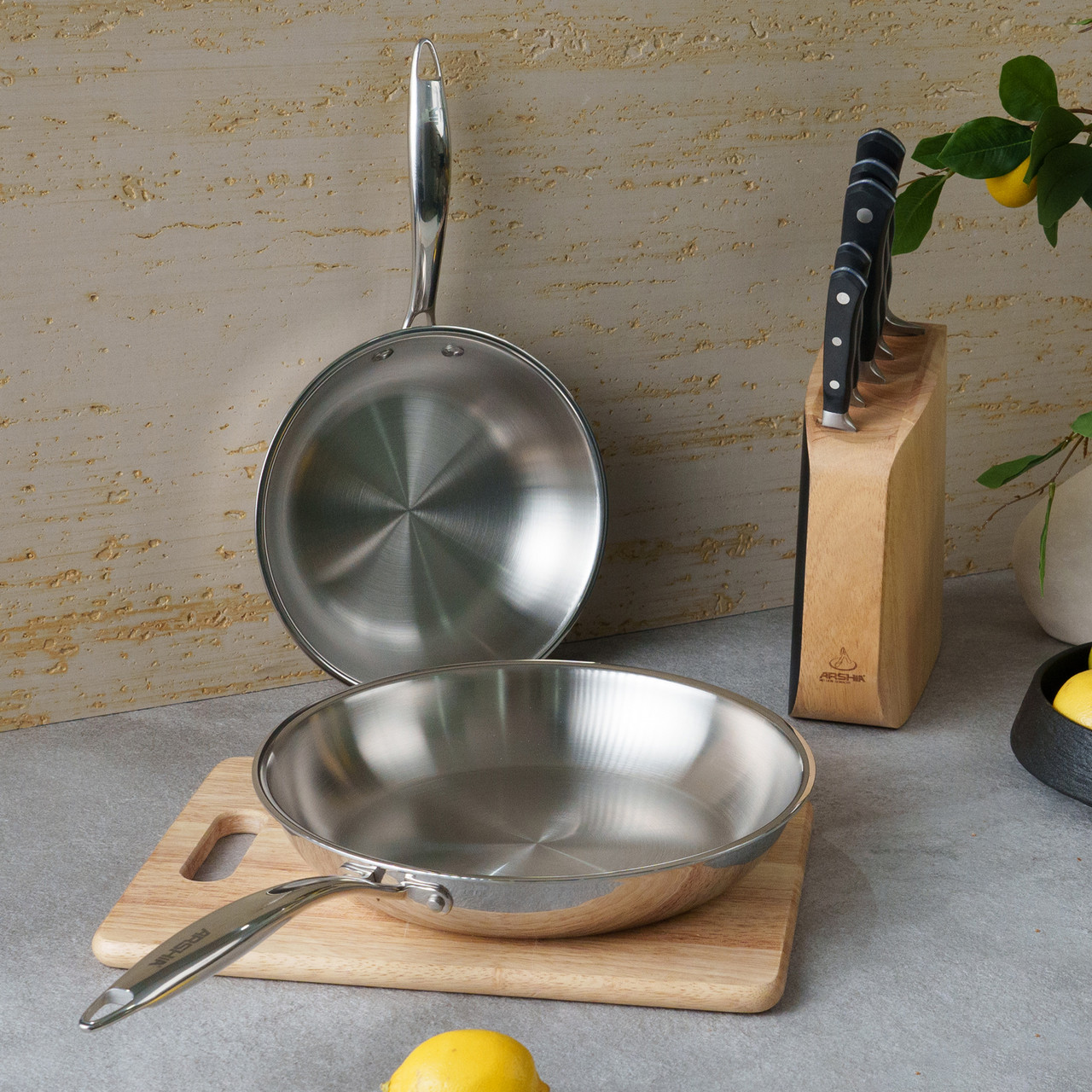 Arshia 28cm Tri-Ply Stainless Steel Fry Pan