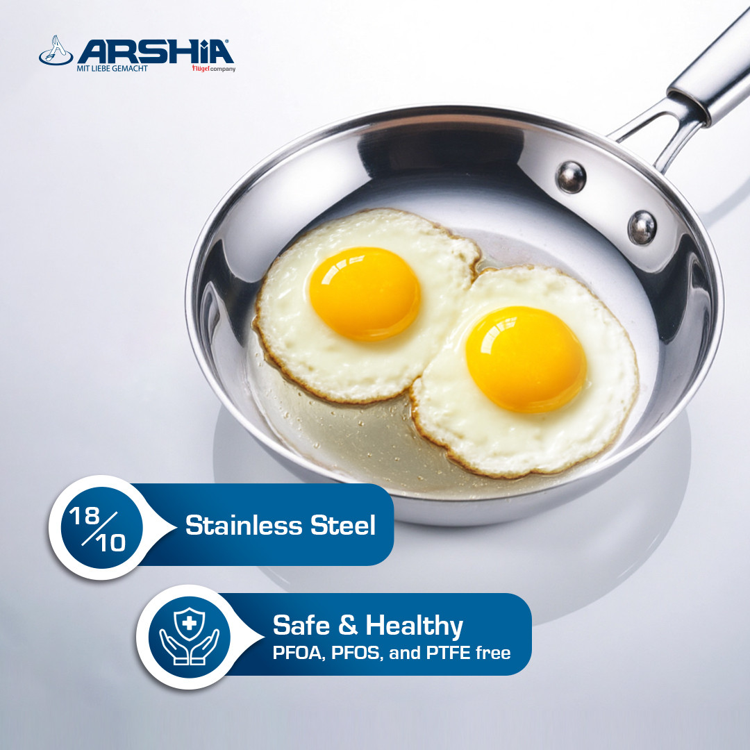 Arshia 30cm Tri-Ply Stainless Steel Fry Pan