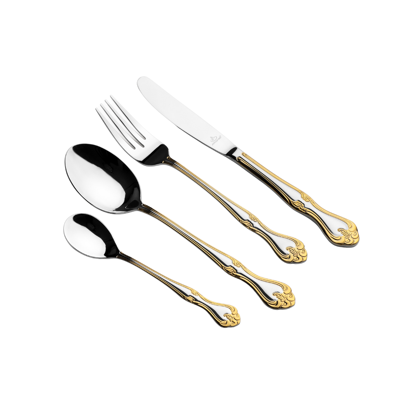 Arshia 26-piece Gold Silver  Cutlery Set with Stand