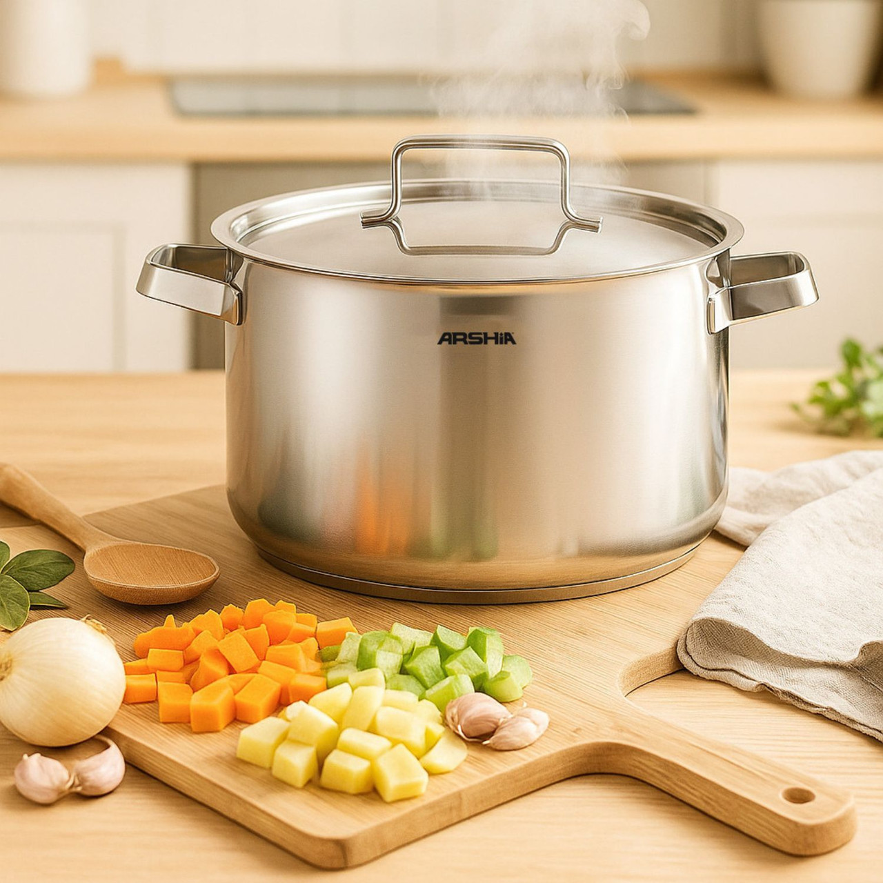 Arshia 22cm Stainless Steel Casserole with Lid